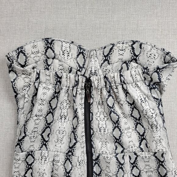 Carmin Womens Corset Dress Size M Gray Ivory Snakeskin Strapless Sweetheart Neck - Picture 6 of 13